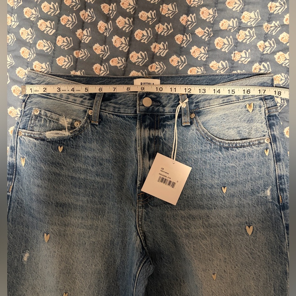 💗Pistola Lexi Confetti Heart Jeans Bowed Straight Leg NWT • Size 31 • 💗 - Picture 8 of 9